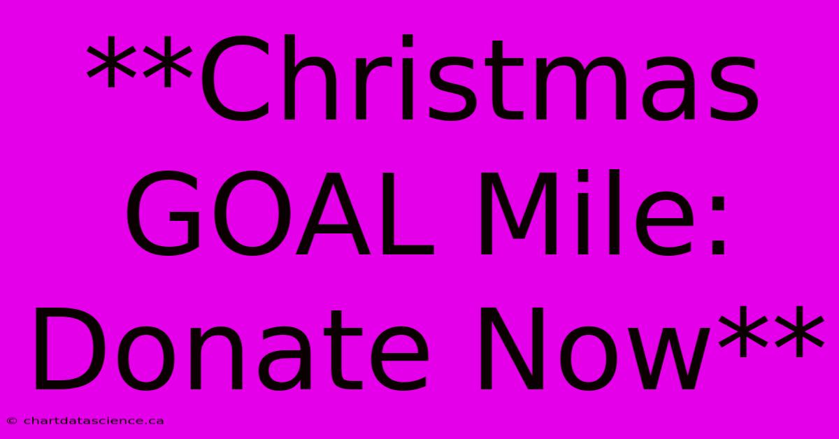 **Christmas GOAL Mile: Donate Now**