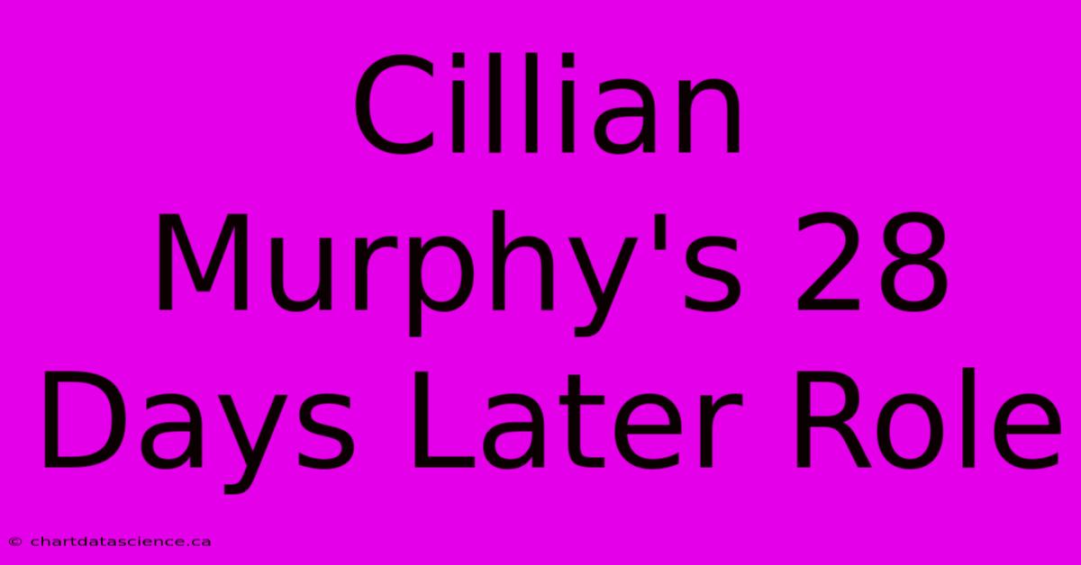 Cillian Murphy's 28 Days Later Role