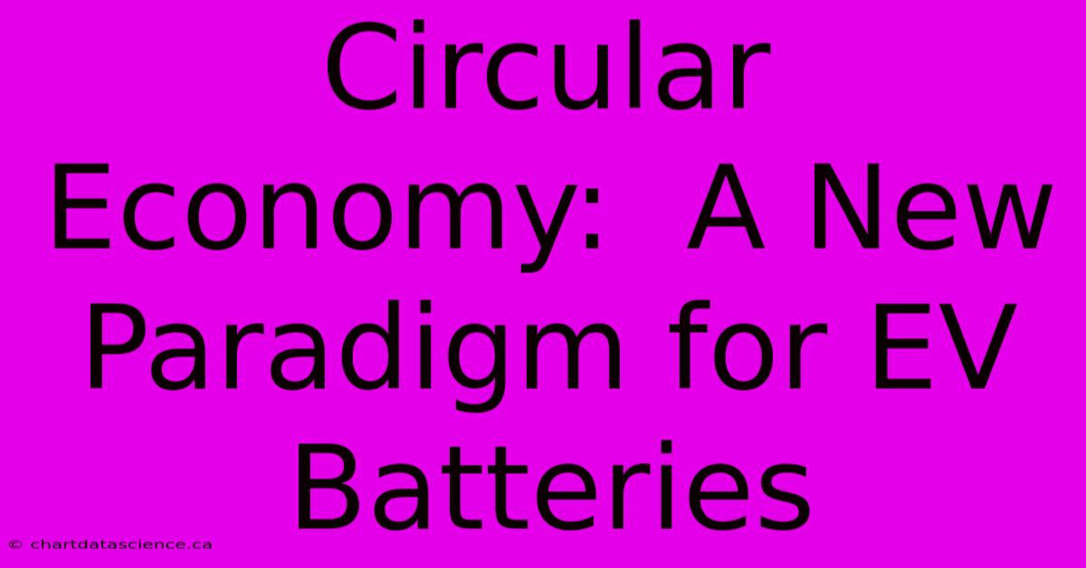 Circular Economy:  A New Paradigm For EV Batteries