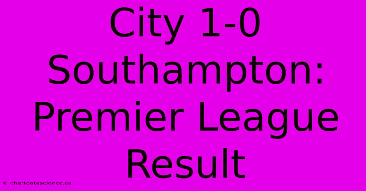 City 1-0 Southampton: Premier League Result 