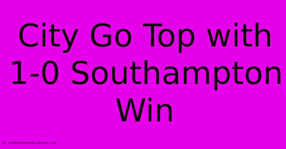 City Go Top With 1-0 Southampton Win 