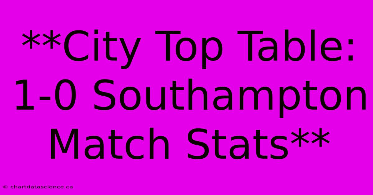 **City Top Table: 1-0 Southampton Match Stats** 