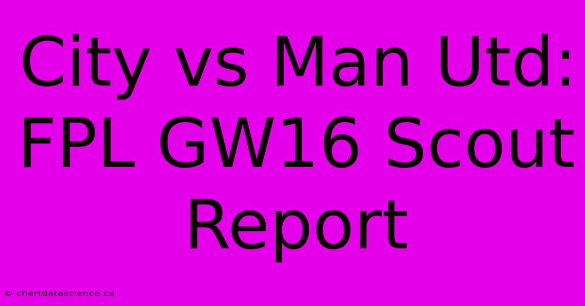 City Vs Man Utd: FPL GW16 Scout Report