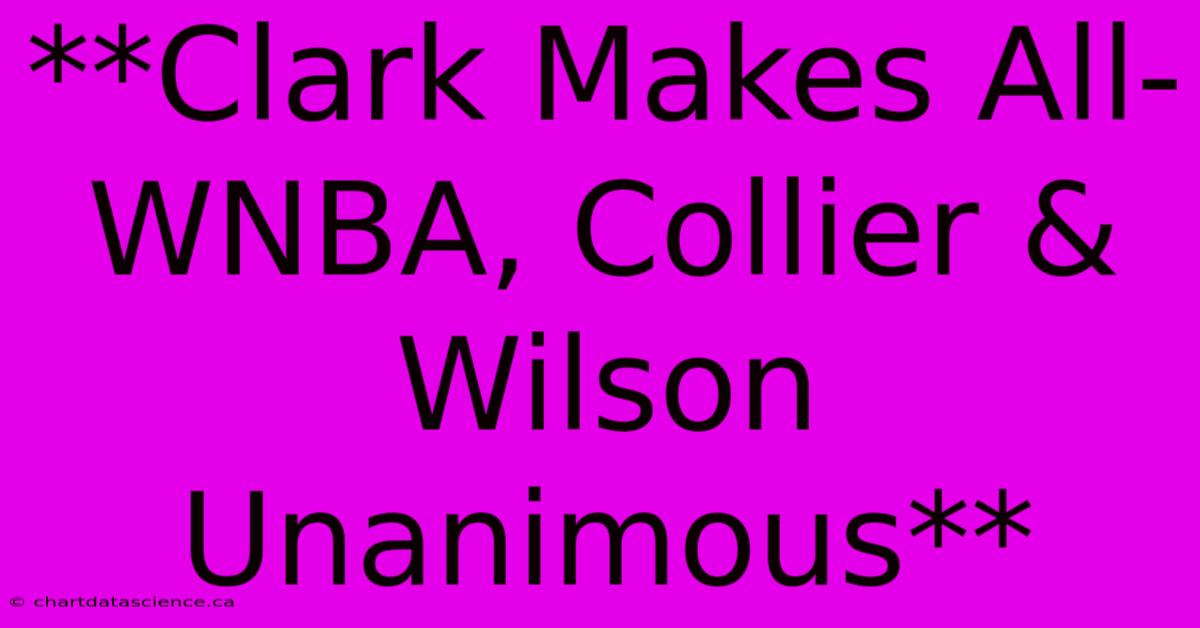 **Clark Makes All-WNBA, Collier & Wilson Unanimous**