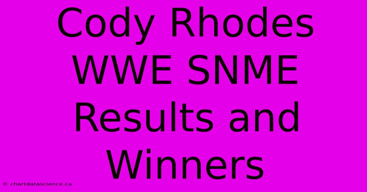 Cody Rhodes WWE SNME Results And Winners