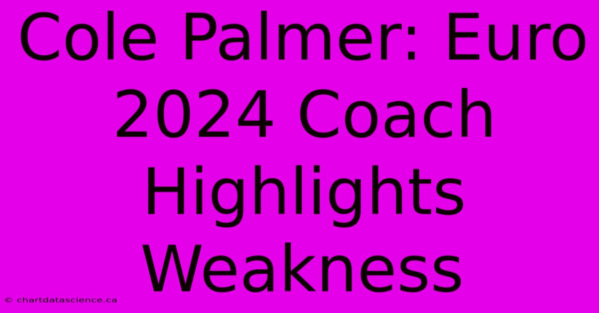 Cole Palmer: Euro 2024 Coach Highlights Weakness