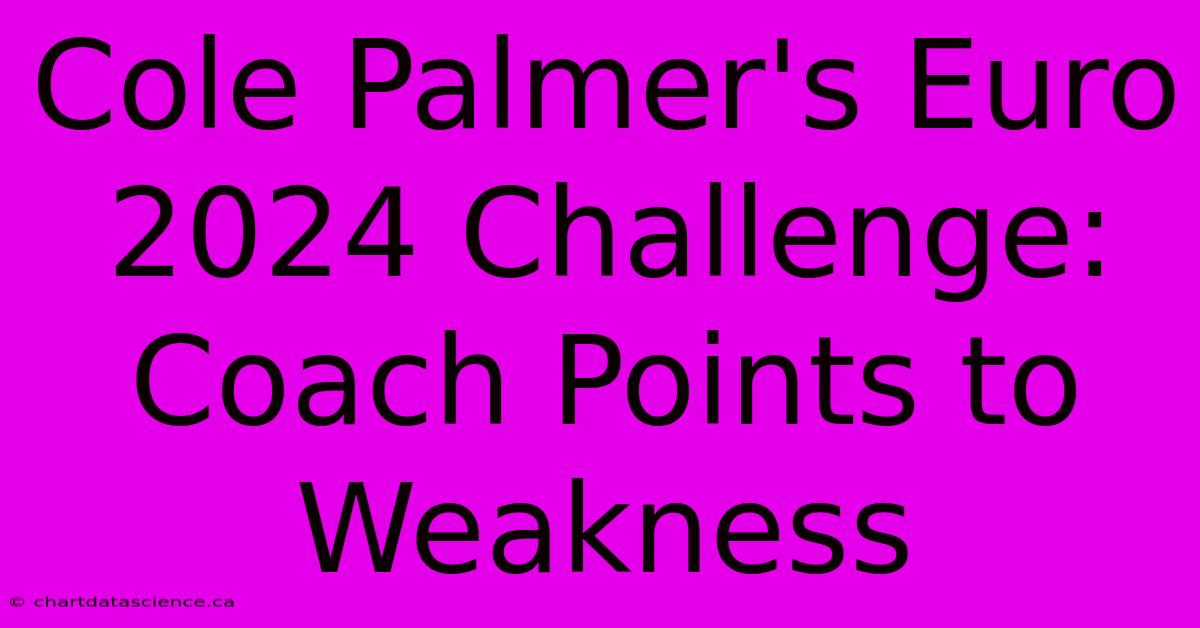 Cole Palmer's Euro 2024 Challenge: Coach Points To Weakness