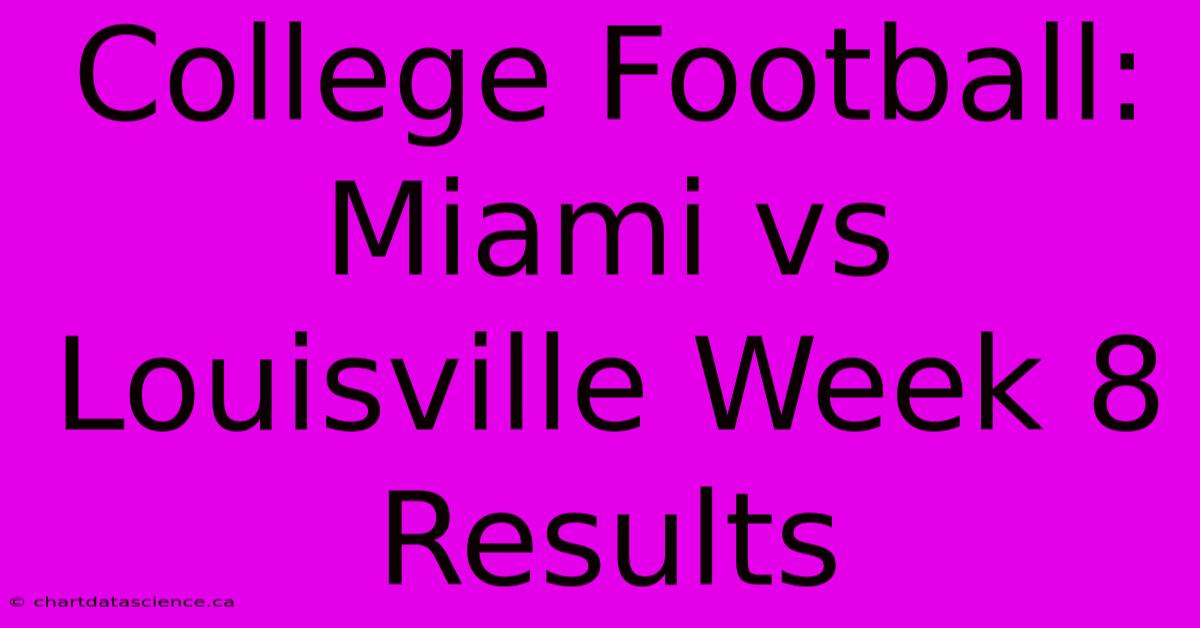 College Football: Miami Vs Louisville Week 8 Results 