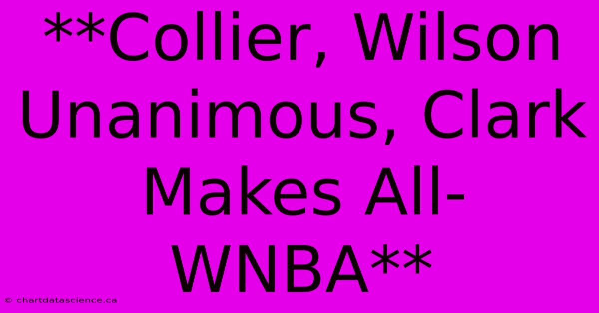 **Collier, Wilson Unanimous, Clark Makes All-WNBA**