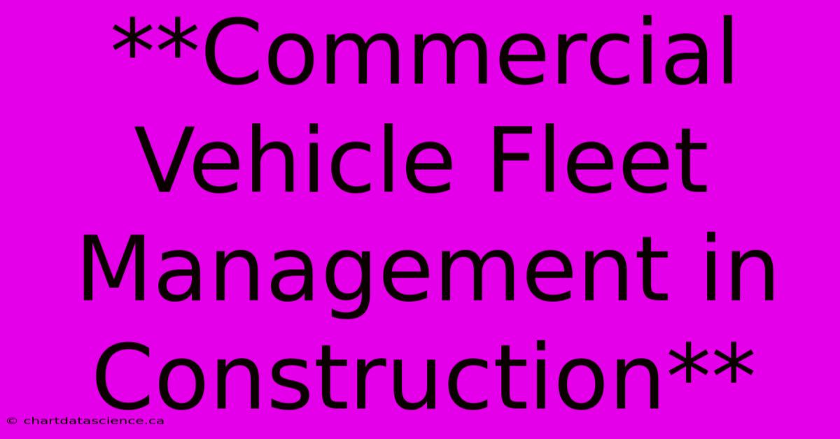 **Commercial Vehicle Fleet Management In Construction**