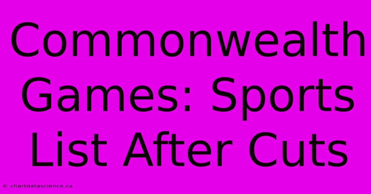 Commonwealth Games: Sports List After Cuts 