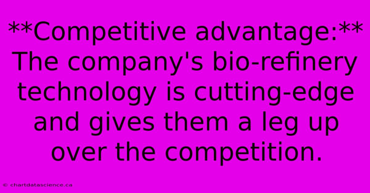 **Competitive Advantage:** The Company's Bio-refinery Technology Is Cutting-edge And Gives Them A Leg Up Over The Competition. 