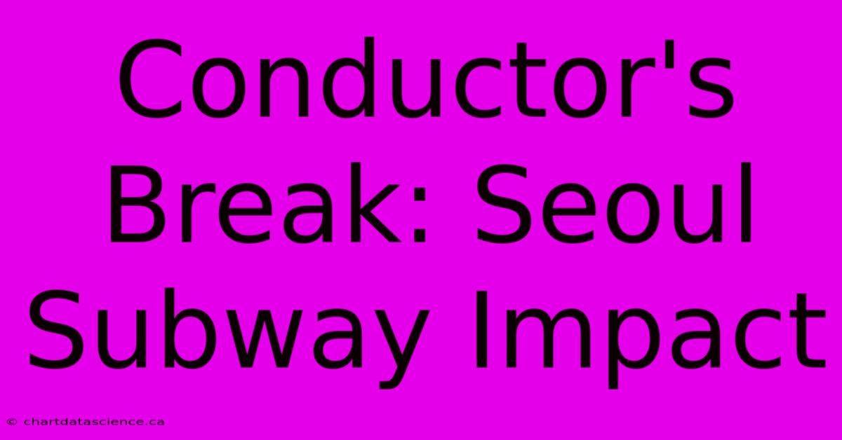 Conductor's Break: Seoul Subway Impact