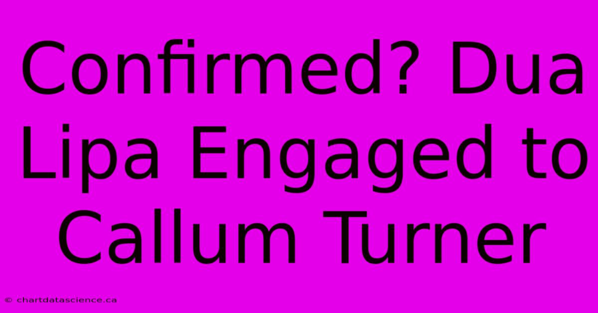 Confirmed? Dua Lipa Engaged To Callum Turner