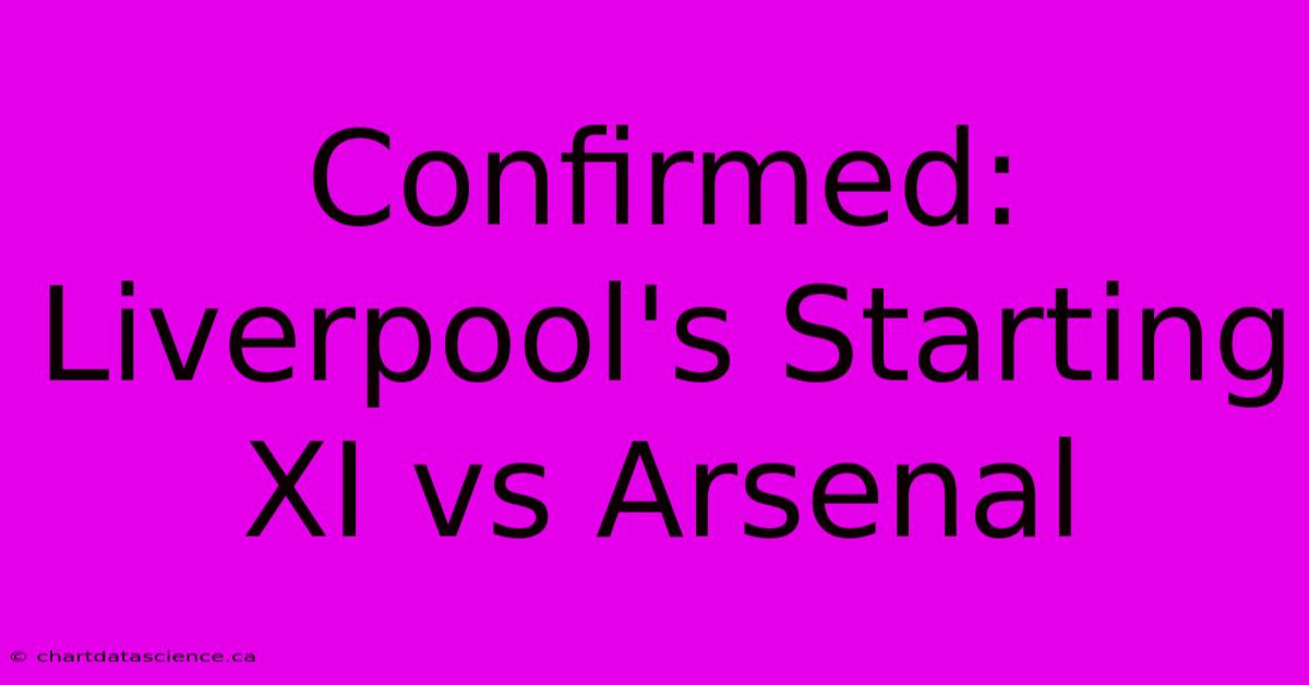 Confirmed: Liverpool's Starting XI Vs Arsenal