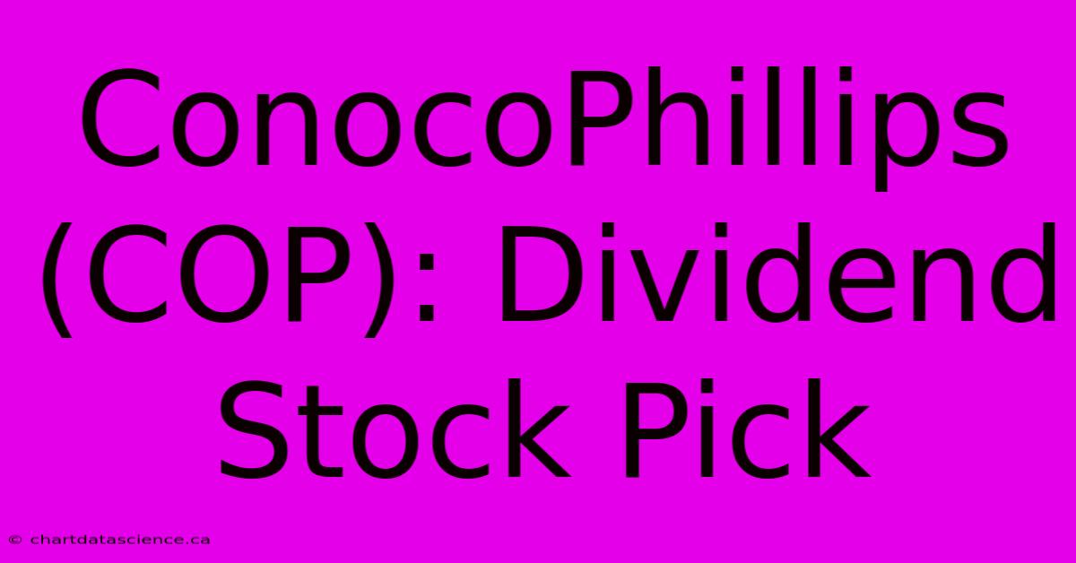 ConocoPhillips (COP): Dividend Stock Pick