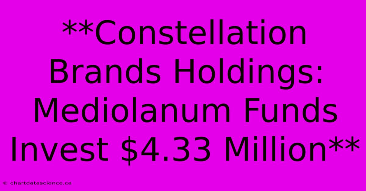 **Constellation Brands Holdings: Mediolanum Funds Invest $4.33 Million** 