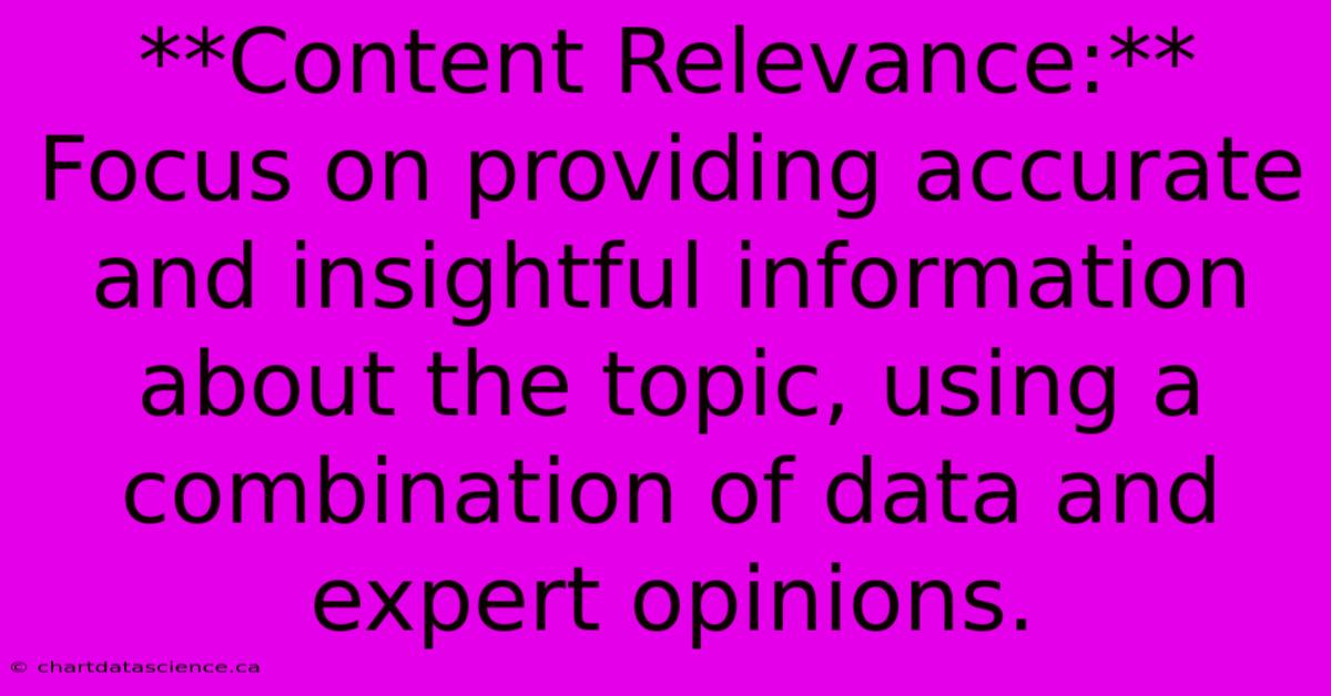 **Content Relevance:**  Focus On Providing Accurate And Insightful Information About The Topic, Using A Combination Of Data And Expert Opinions.