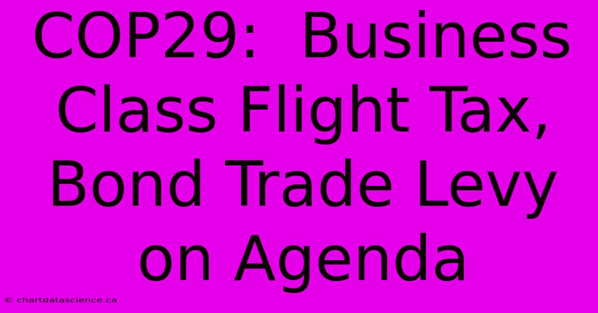 COP29:  Business Class Flight Tax, Bond Trade Levy On Agenda 