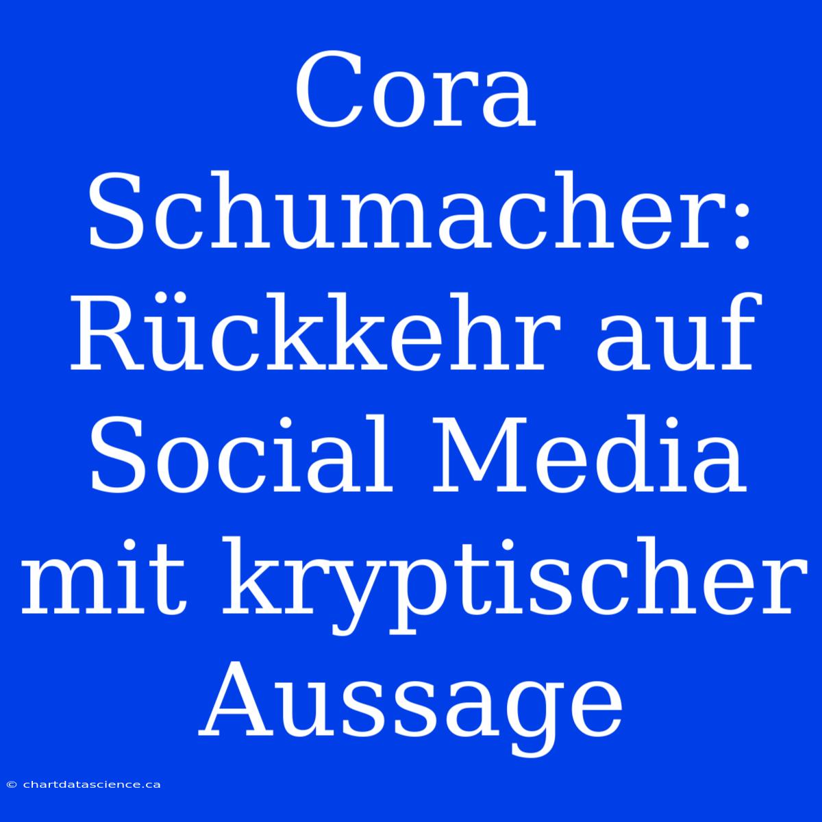 Cora Schumacher: Rückkehr Auf Social Media Mit Kryptischer Aussage