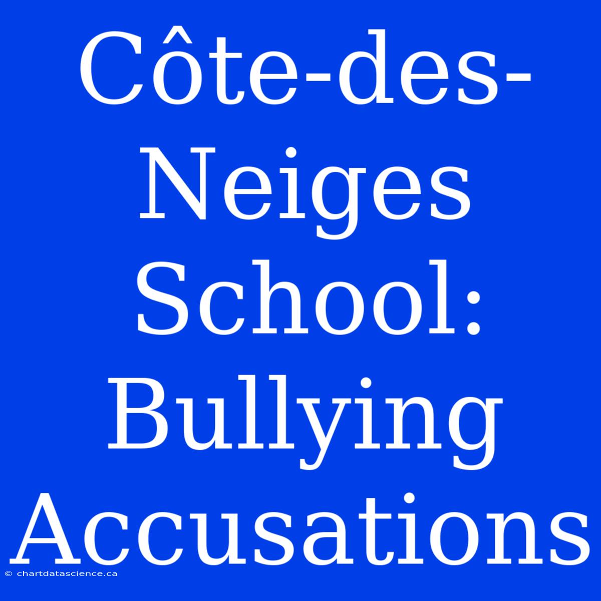 Côte-des-Neiges School: Bullying Accusations