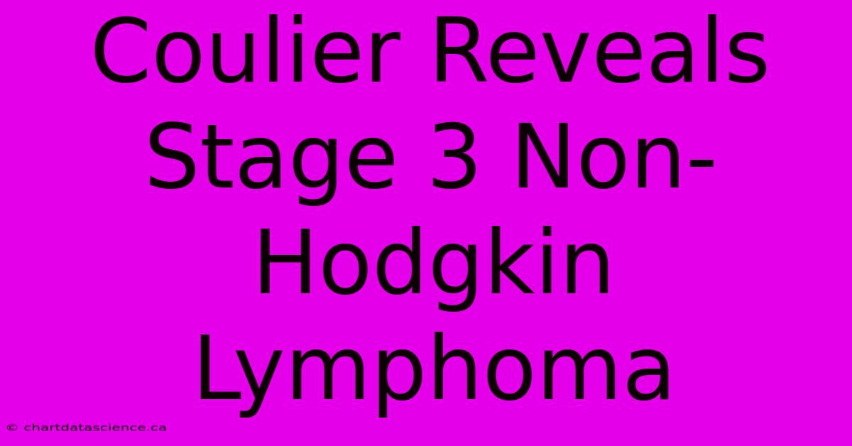 Coulier Reveals Stage 3 Non-Hodgkin Lymphoma