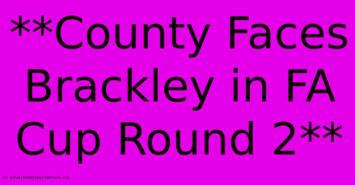 **County Faces Brackley In FA Cup Round 2**