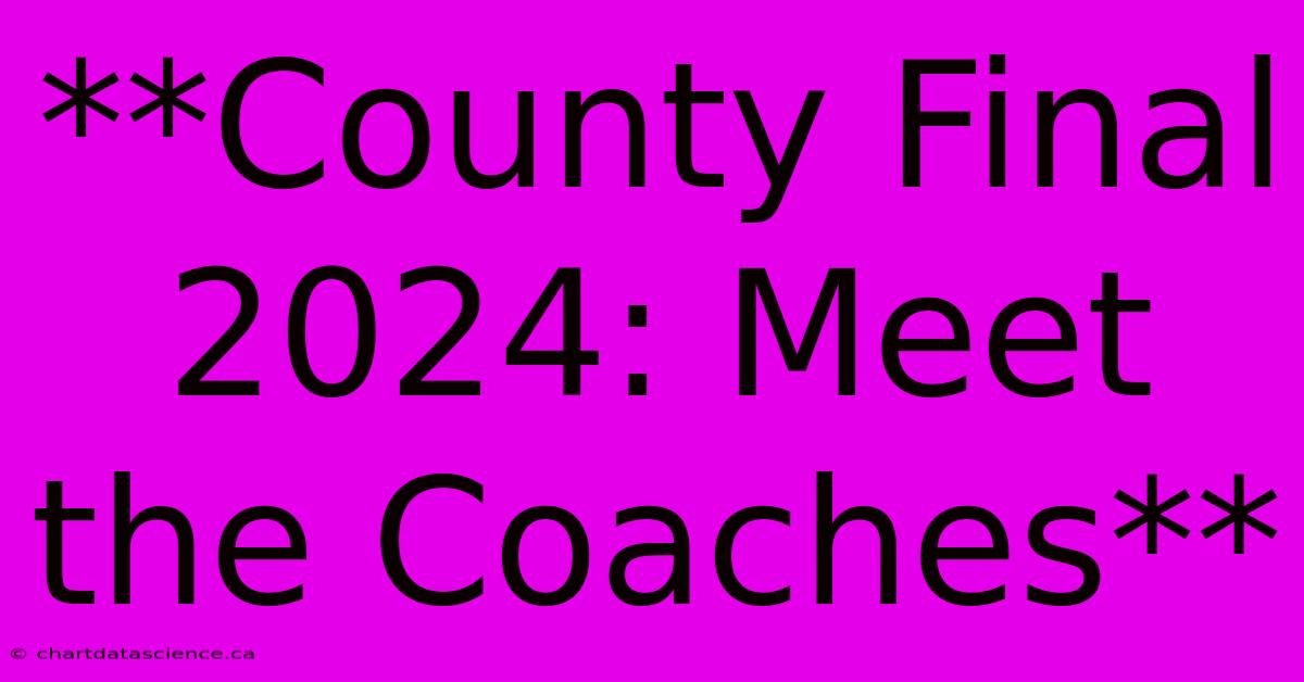 **County Final 2024: Meet The Coaches**