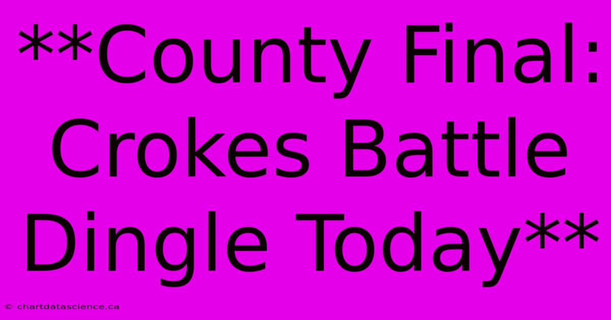 **County Final: Crokes Battle Dingle Today** 