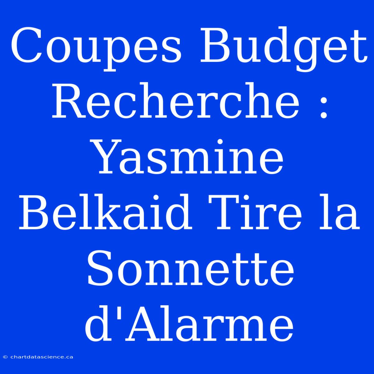 Coupes Budget Recherche : Yasmine Belkaid Tire La Sonnette D'Alarme