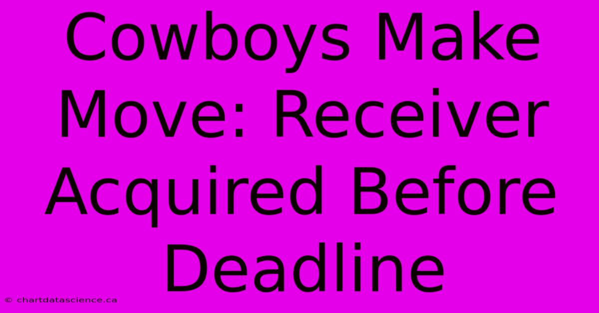 Cowboys Make Move: Receiver Acquired Before Deadline