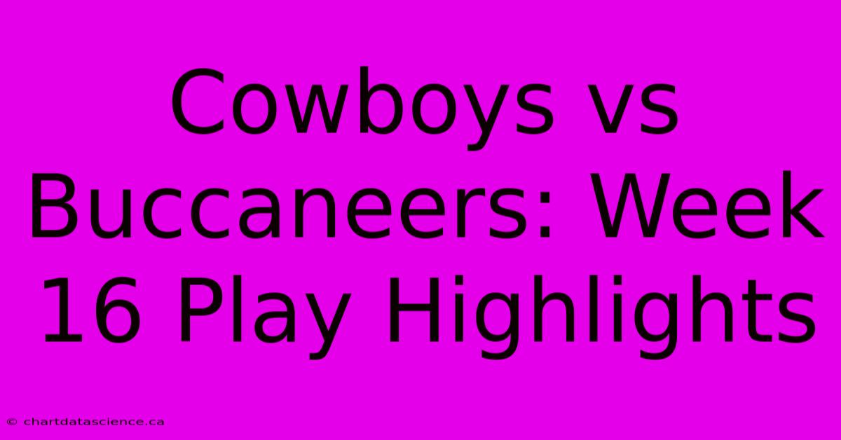 Cowboys Vs Buccaneers: Week 16 Play Highlights