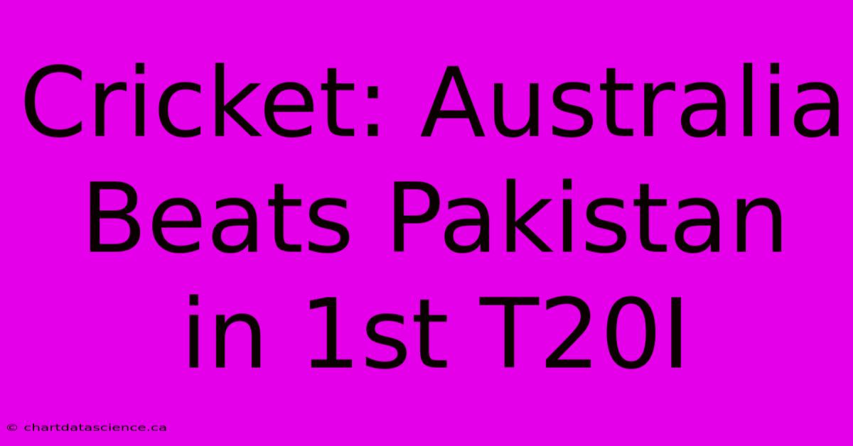 Cricket: Australia Beats Pakistan In 1st T20I