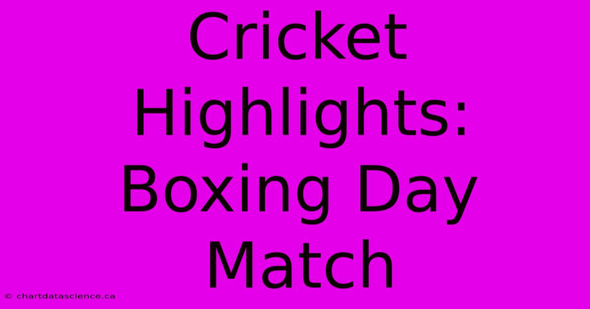 Cricket Highlights: Boxing Day Match