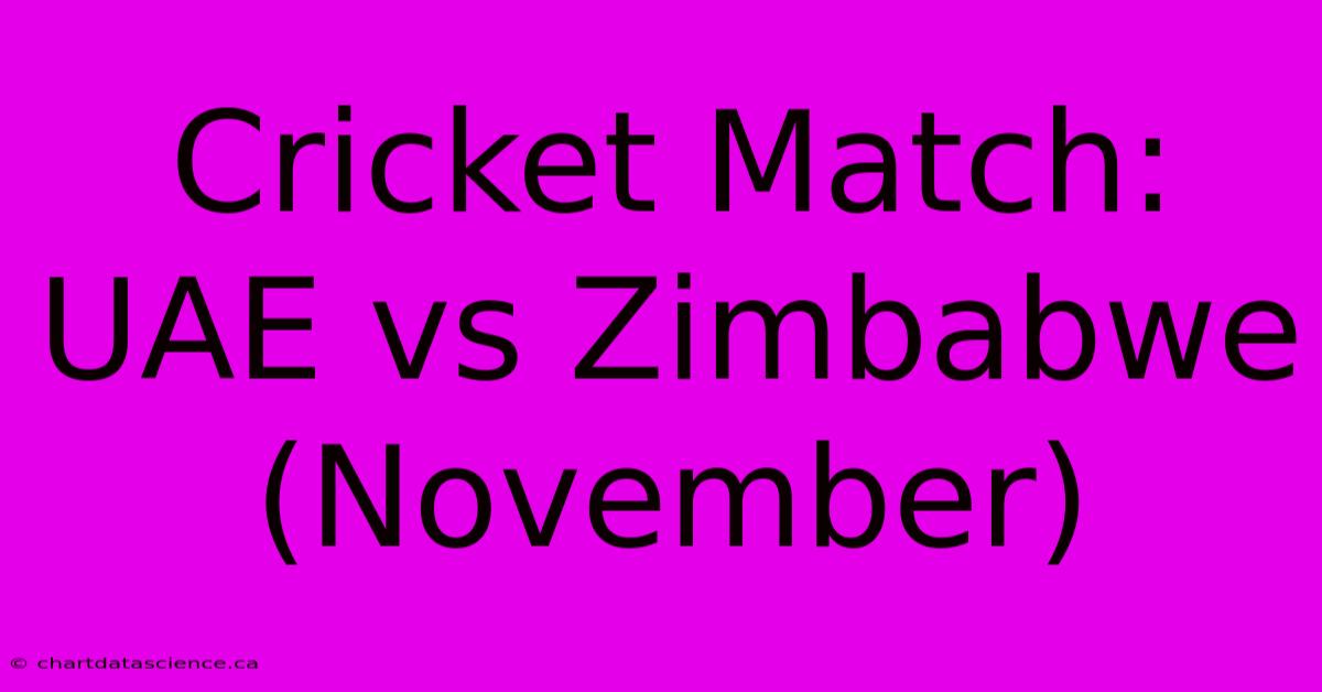 Cricket Match: UAE Vs Zimbabwe (November) 