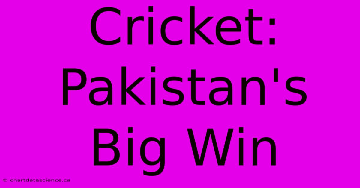 Cricket: Pakistan's Big Win