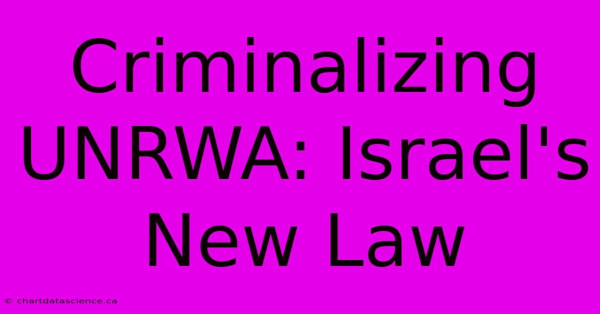 Criminalizing UNRWA: Israel's New Law