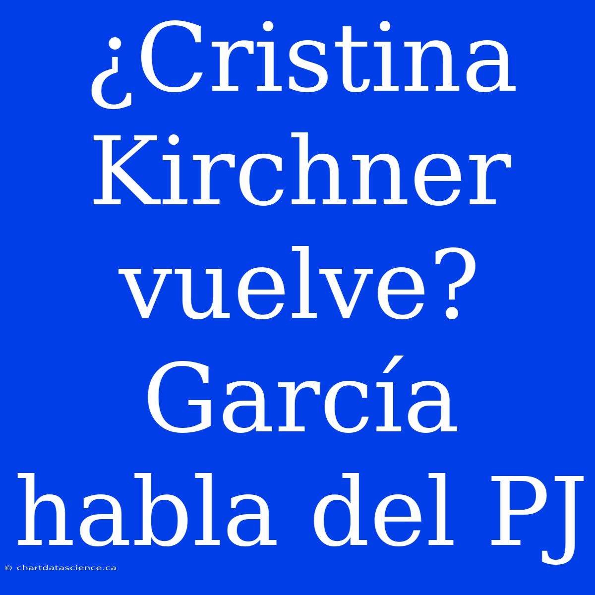 ¿Cristina Kirchner Vuelve? García Habla Del PJ