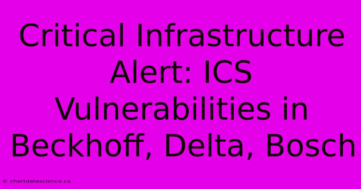 Critical Infrastructure Alert: ICS Vulnerabilities In Beckhoff, Delta, Bosch