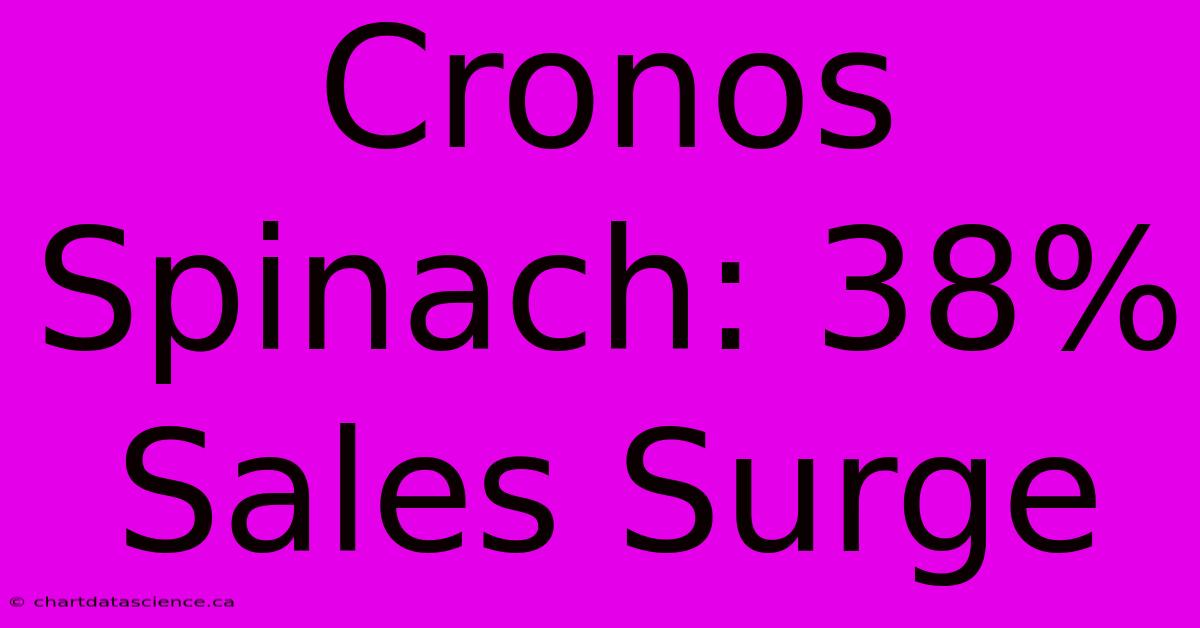 Cronos Spinach: 38% Sales Surge