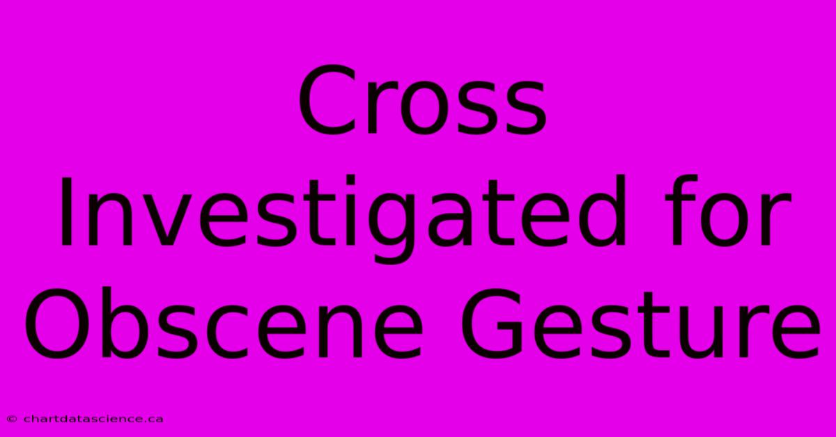 Cross Investigated For Obscene Gesture