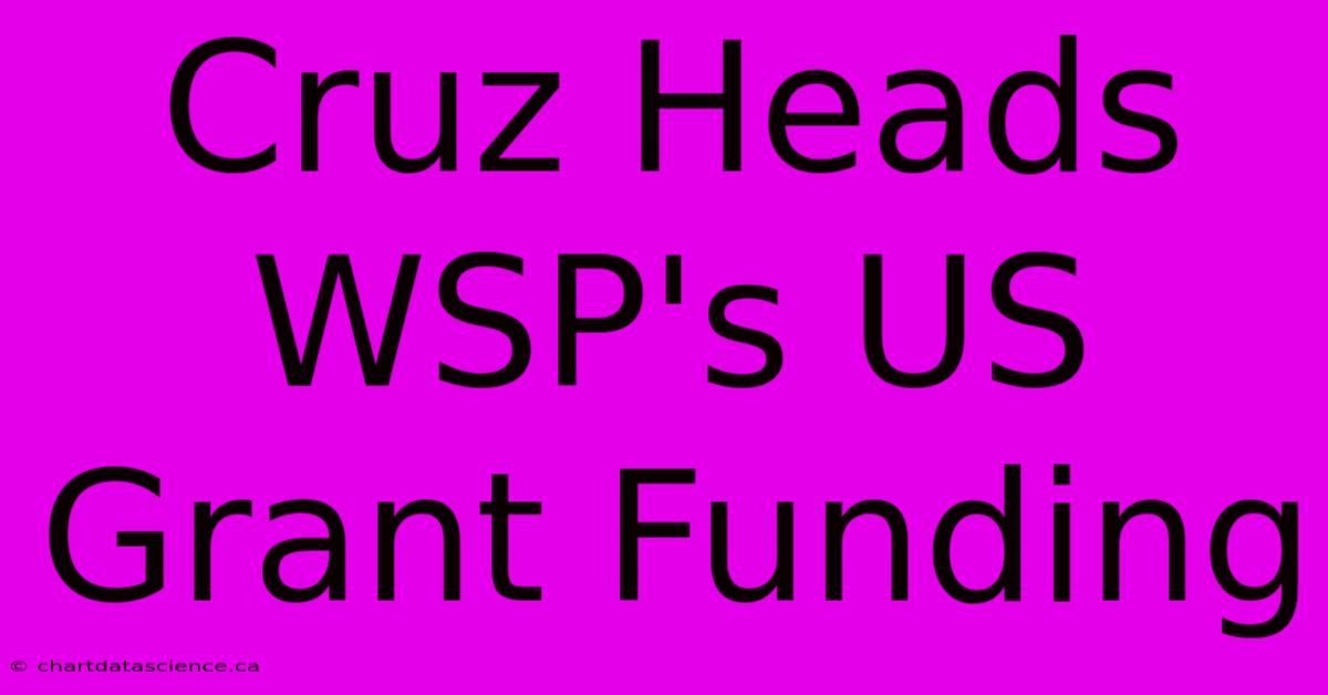 Cruz Heads WSP's US Grant Funding