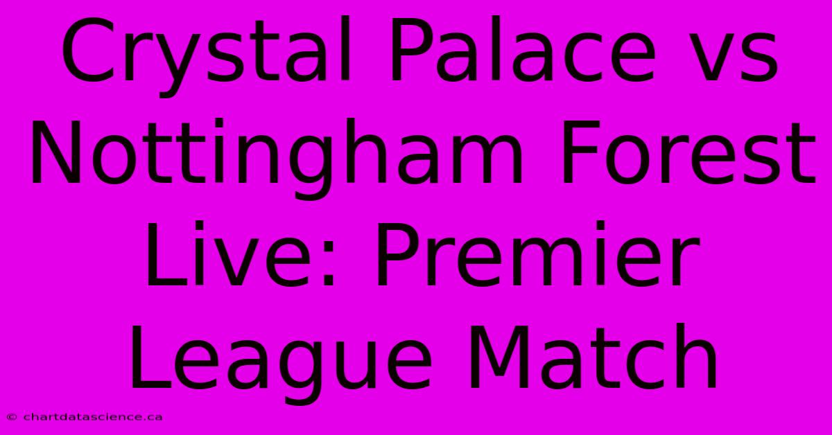 Crystal Palace Vs Nottingham Forest Live: Premier League Match