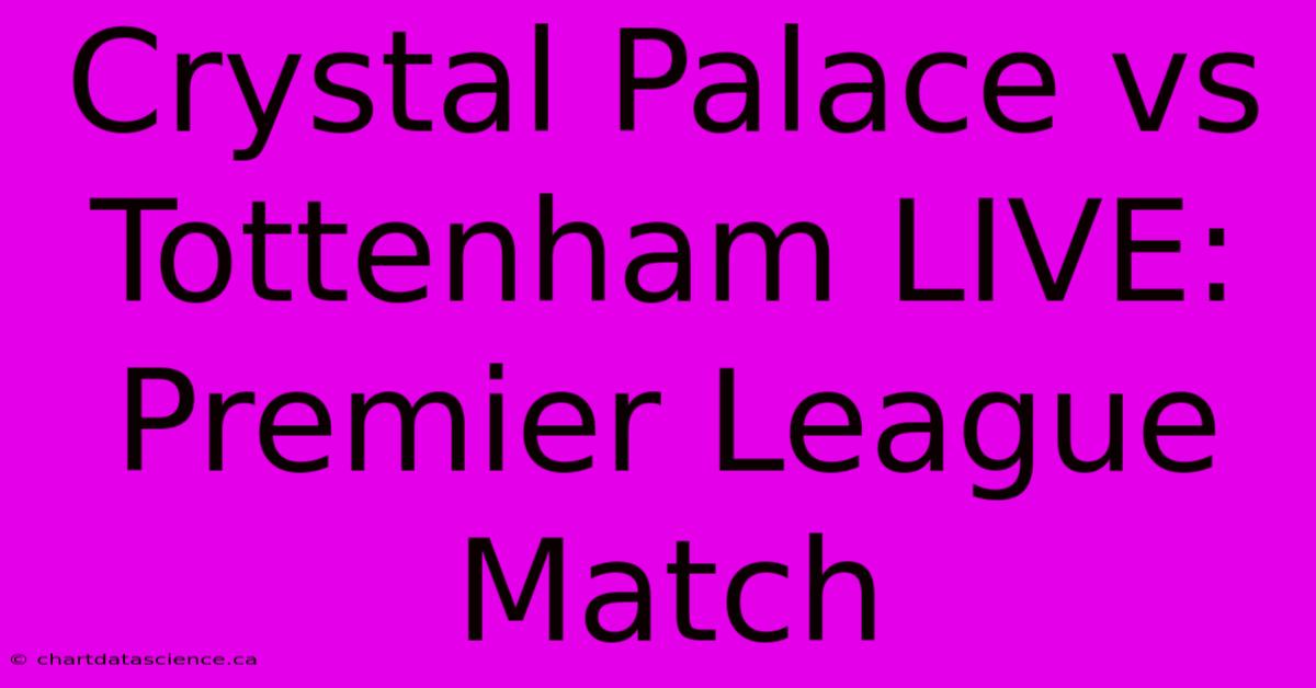 Crystal Palace Vs Tottenham LIVE: Premier League Match