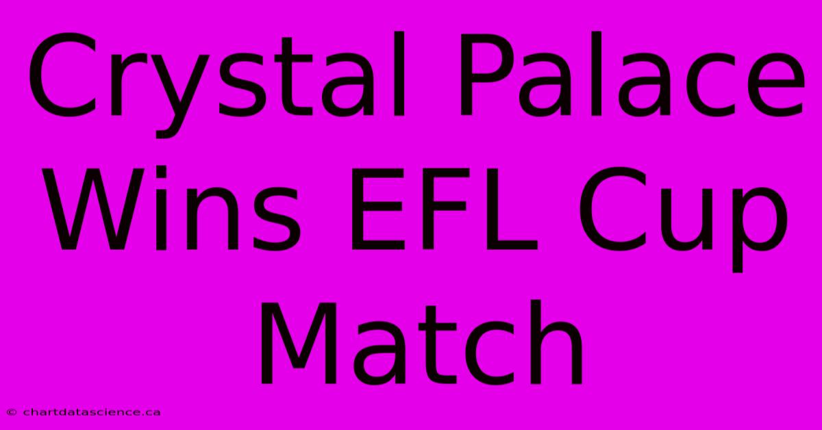 Crystal Palace Wins EFL Cup Match