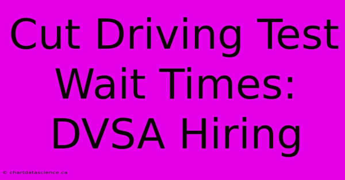 Cut Driving Test Wait Times: DVSA Hiring