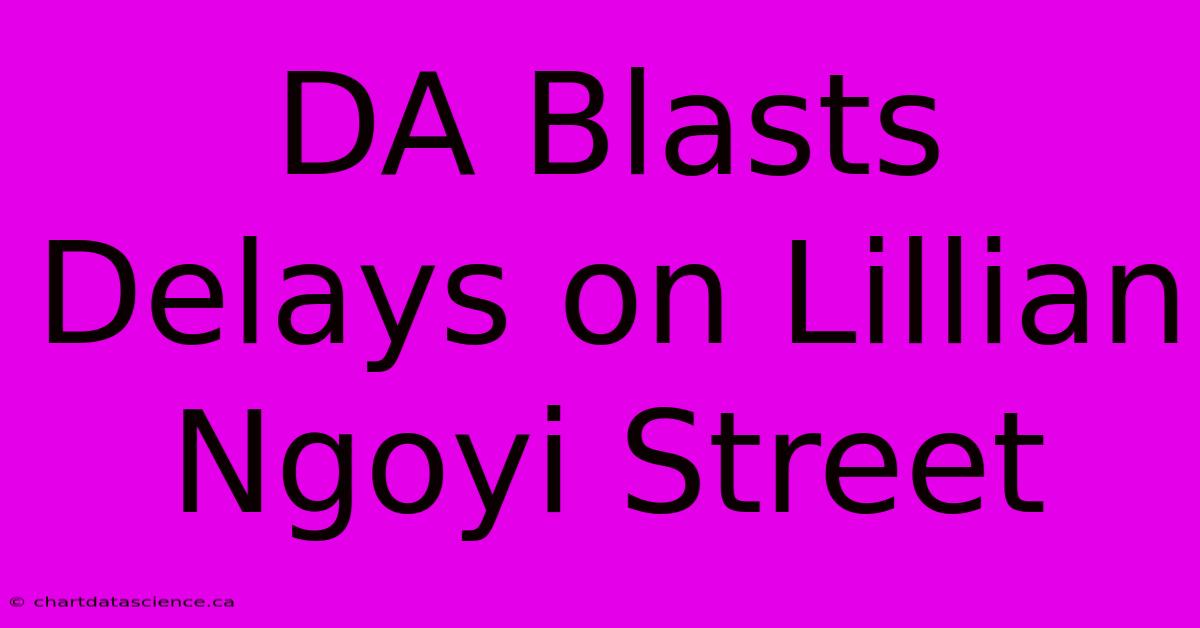 DA Blasts Delays On Lillian Ngoyi Street