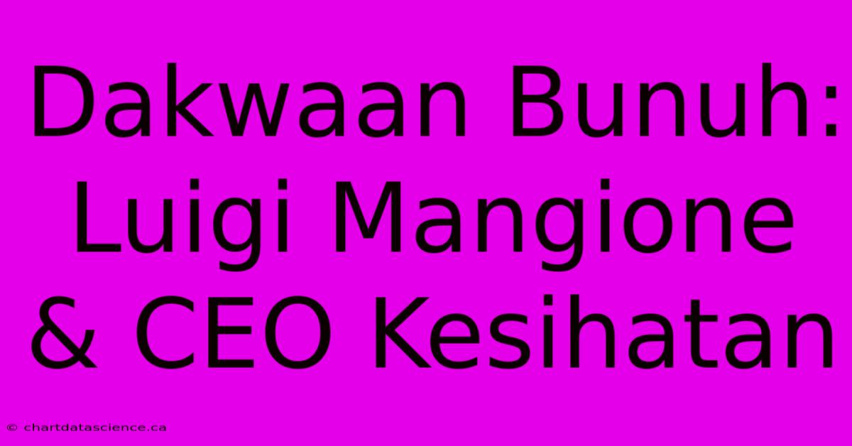 Dakwaan Bunuh: Luigi Mangione & CEO Kesihatan