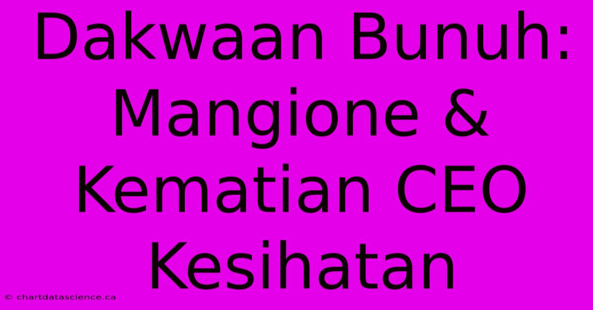 Dakwaan Bunuh: Mangione & Kematian CEO Kesihatan