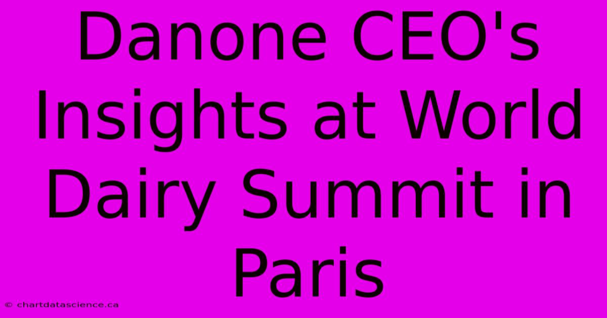 Danone CEO's Insights At World Dairy Summit In Paris